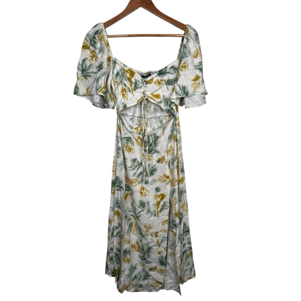 Zara floral print cut-out midi dress with a sweetheart neckline and side slits - Picture 2 of 9
